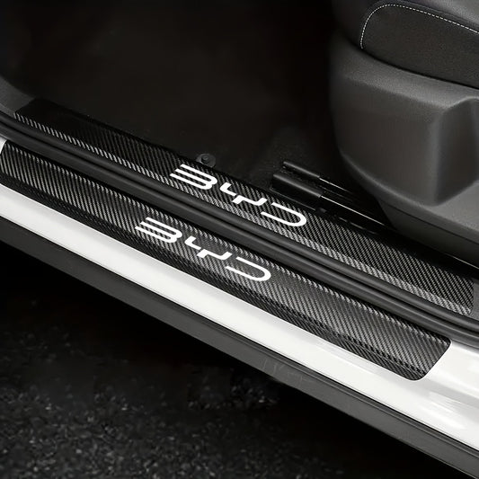 Carbon Fiber Threshold Skids - 5 Pack Non-Slip Anti-Scratch Floor Mats Carbon Fiber Black