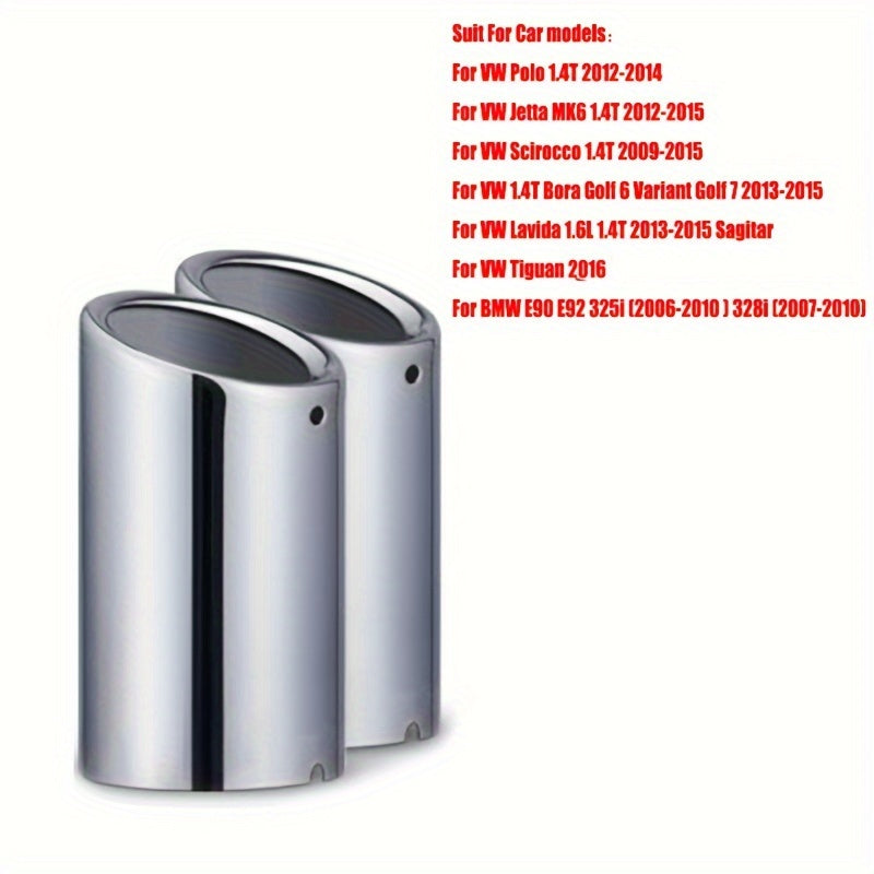 BMW VW Aluminum Exhaust Tips 2.76 Inch - Dual Pack Rust-Resistant Performance Upgrade Silvery