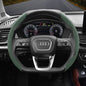 Audi Ultra-Thin Steering Wheel Cover - Non-Slip Snap-On Installation Green For AUDI D-shaped Steering Wheel 2-piece Set