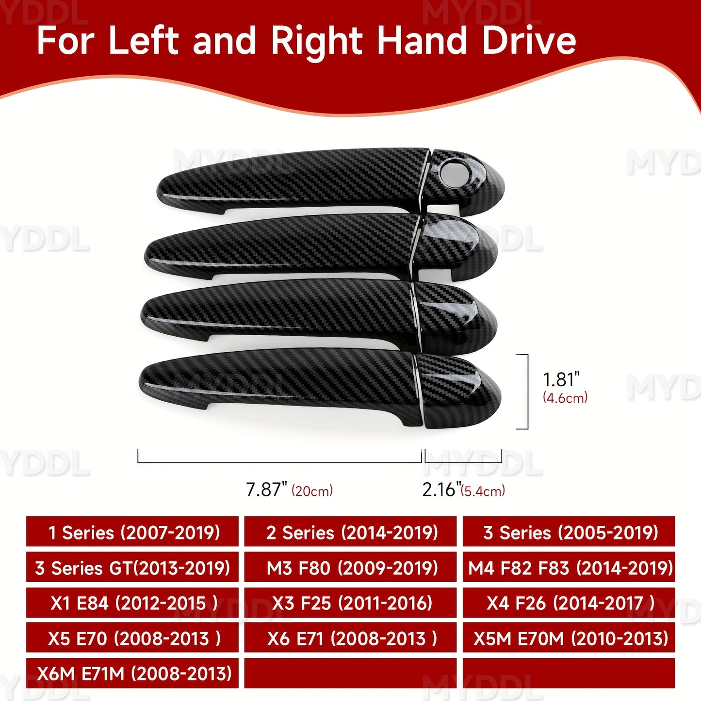 BMW Carbon Fiber Door Handle Cover - E87 F20-F36 X1-X6 M3 M4