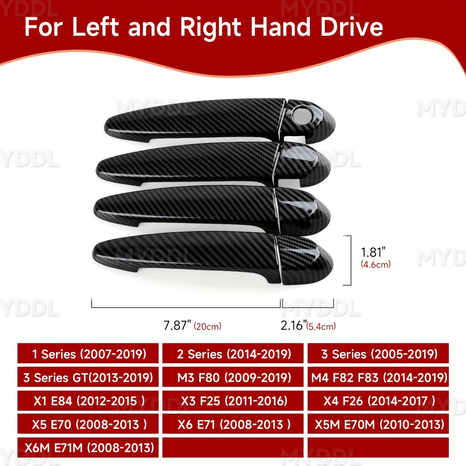 BMW Carbon Fiber Door Handle Cover - E87 F20-F36 X1-X6 M3 M4