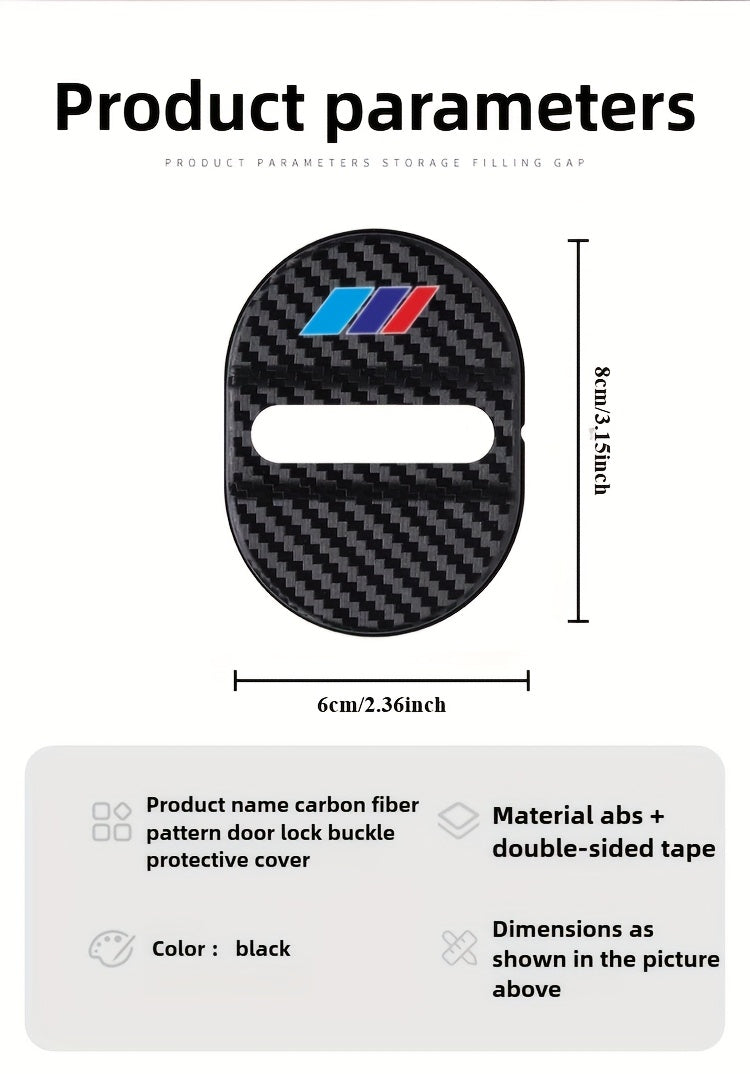 BMW Carbon Fiber Door Lock Buckle Protective Cover 4pcs - Anti-Corrosion Soundproof
