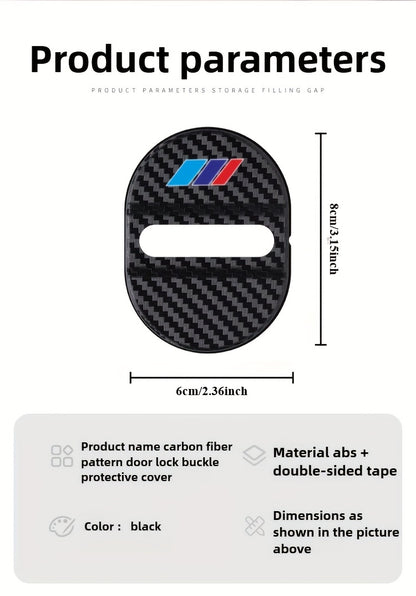 BMW Carbon Fiber Door Lock Buckle Protective Cover 4pcs - Anti-Corrosion Soundproof