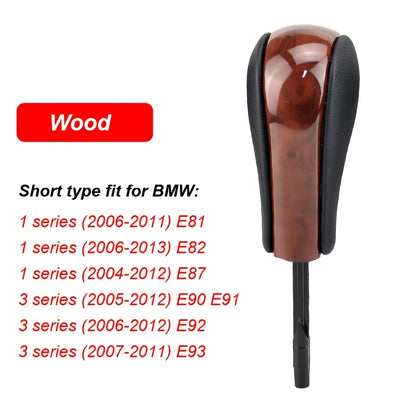 BMW Gear Shift Knob E46 E60 E90 PU Leather ABS Auto Trans Wood Grain - Short