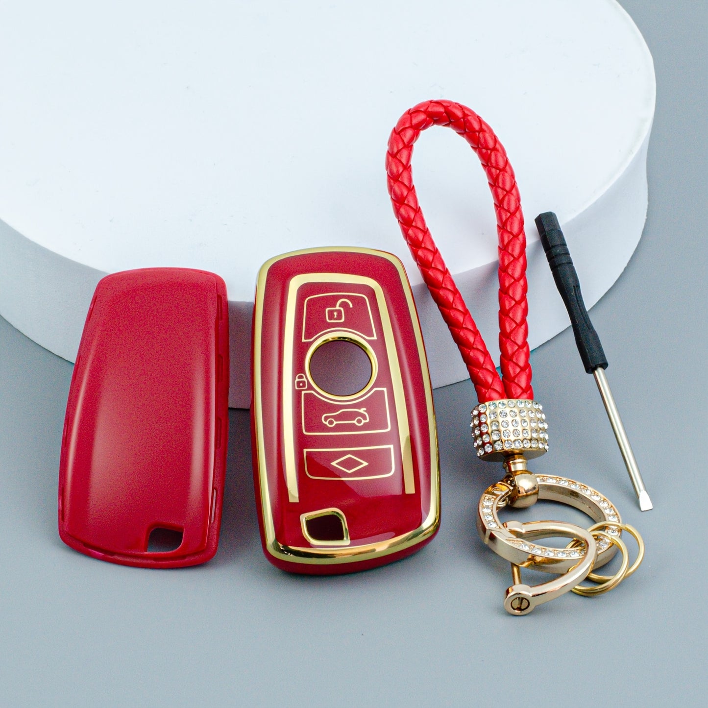 BMW TPU Key Fob Cover - 1 3 5 7 Series X1-X5 F10-F30 M3 M4 Red