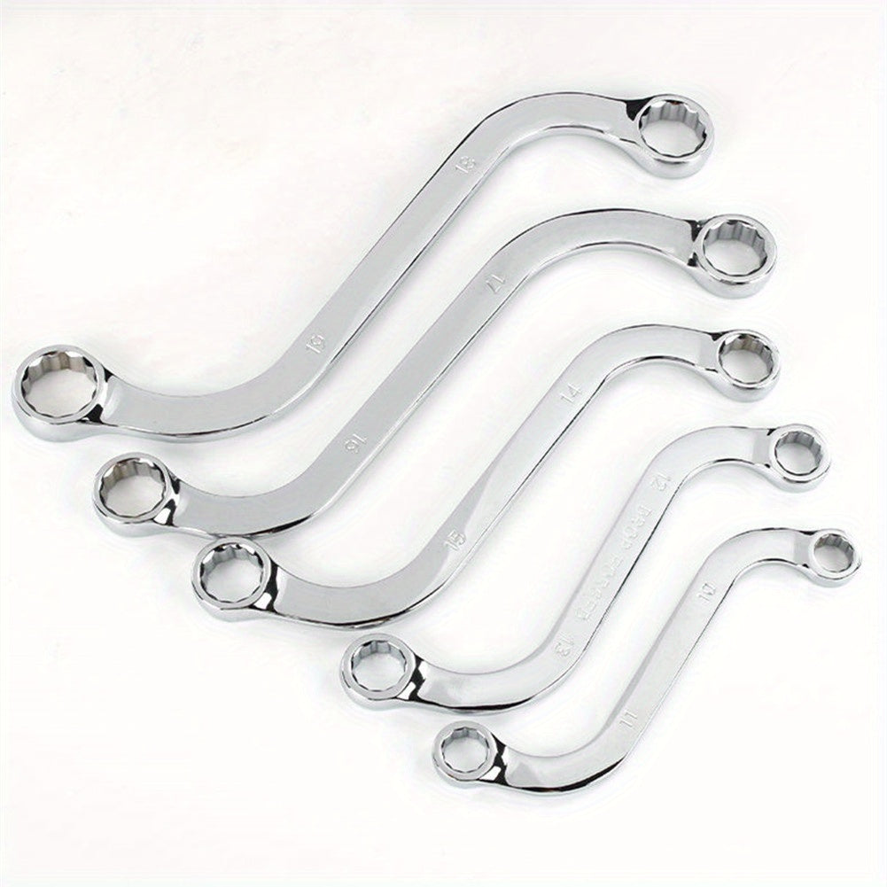 5-Piece S-Type Box End Wrench Set - 10-19mm Double-Headed Spanner Kit