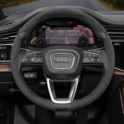 Audi Ultra-Thin Steering Wheel Cover - Non-Slip Snap-On Installation Black 3-piece Set For AUDI Round Steering Wheel
