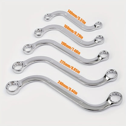 5-Piece S-Type Box End Wrench Set - 10-19mm Double-Headed Spanner Kit