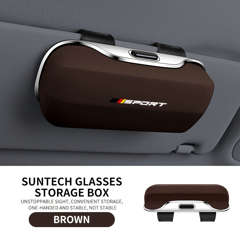 German Car Sun Visor Glasses Case - BMW Audi Mercedes A-Brown