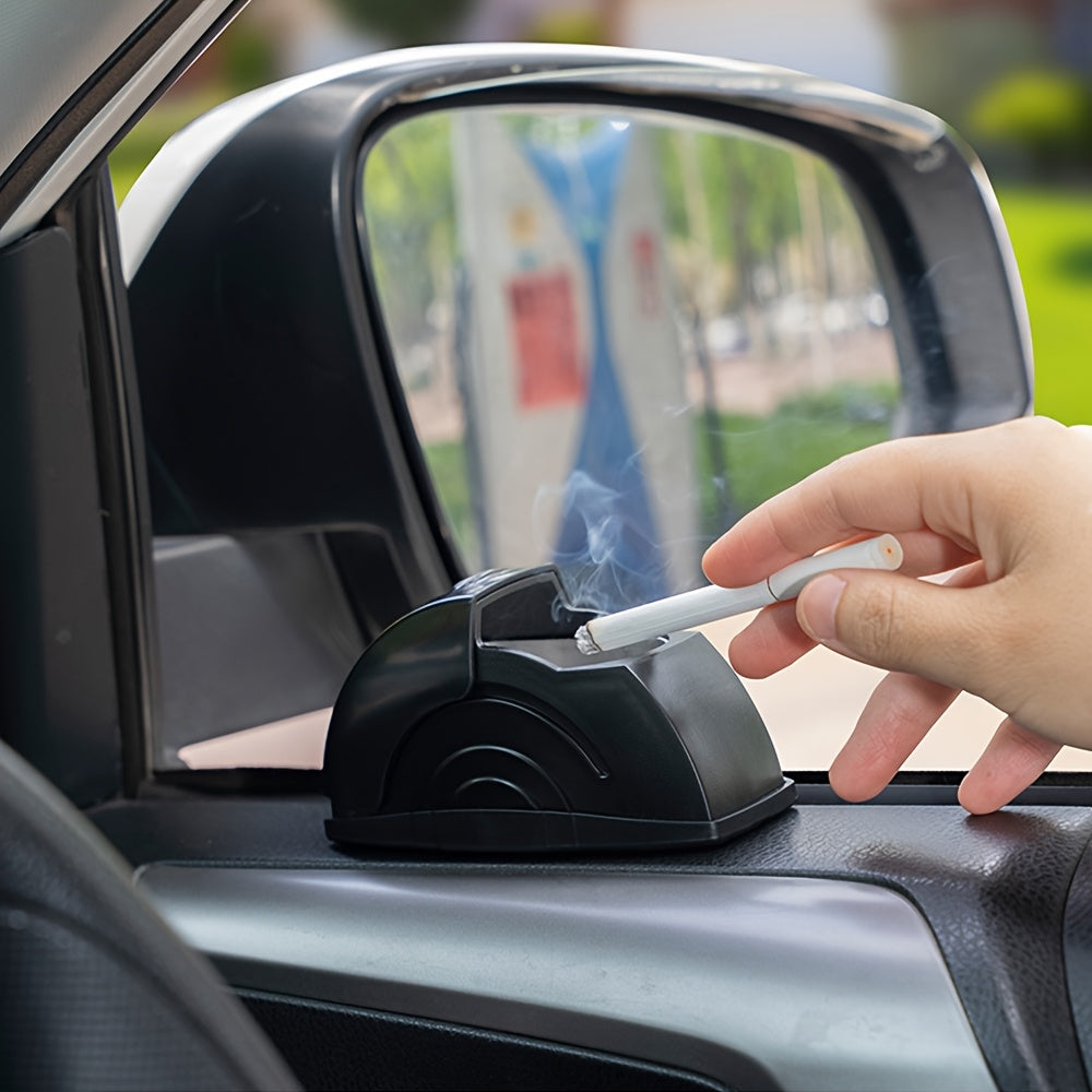 Car Ashtray with Lid - Convenient Ash Storage Container Black