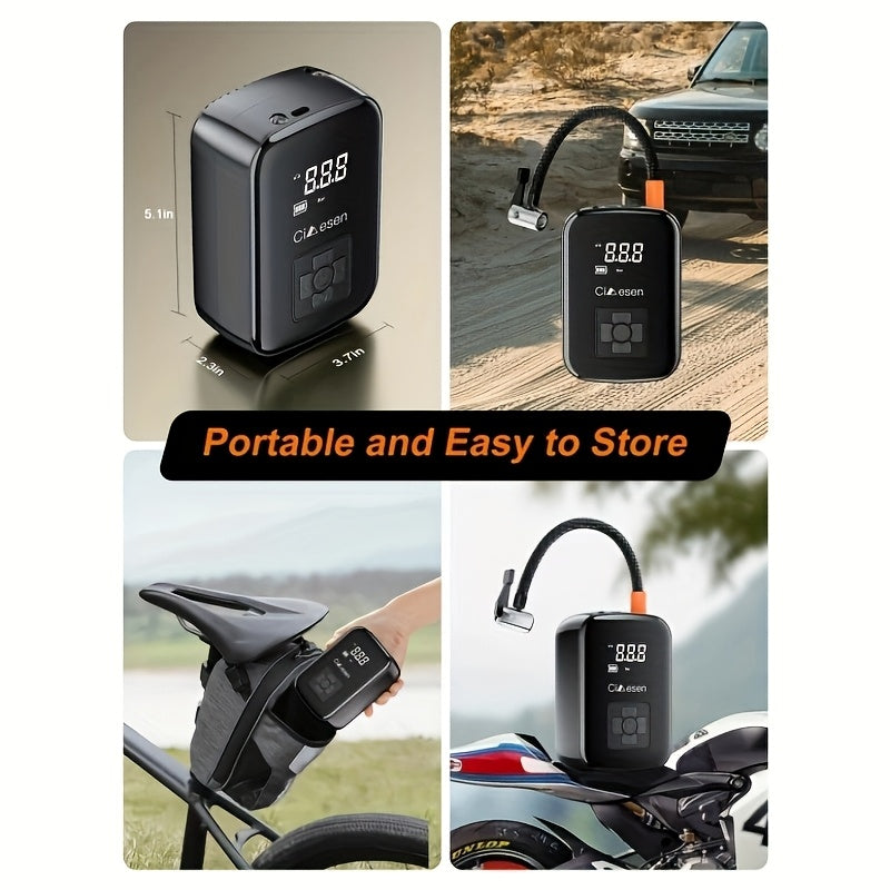 Portable Tire Inflator Digital - USB Rechargeable Air Compressor