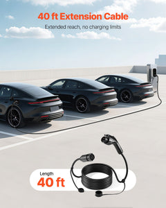 Close-up of connector head and cable jacket on EV Charger for Tesla models 40a j1772, 40A, 120V #7ba0 - view 3