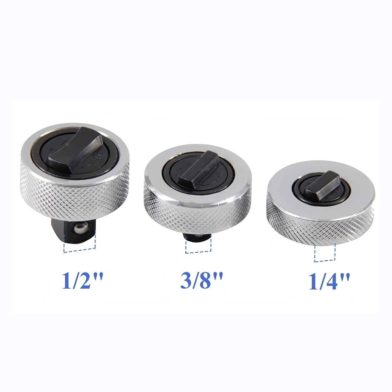 3-Piece Reversible Thumbwheel Ratchet Set - 1/4, 3/8, 1/2 Drive Kit
