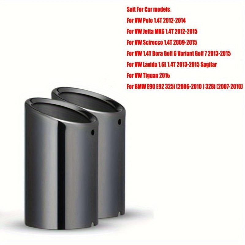 BMW VW Aluminum Exhaust Tips 2.76 Inch - Dual Pack Rust-Resistant Performance Upgrade Black