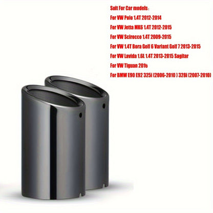 BMW VW Aluminum Exhaust Tips 2.76 Inch - Dual Pack Rust-Resistant Performance Upgrade Black