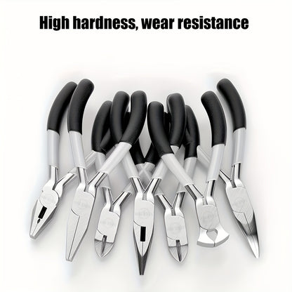 8-Piece Mini Pliers Set - Multifunctional Jewelry Making & Electronics Tool Kit