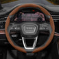 Audi Ultra-Thin Steering Wheel Cover - Non-Slip Snap-On Installation Brown 3-piece Set For AUDI Round Steering Wheel