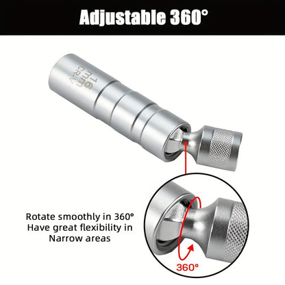 2-Piece Magnetic Spark Plug Socket Set - 14mm & 16mm Swivel Socket Kit