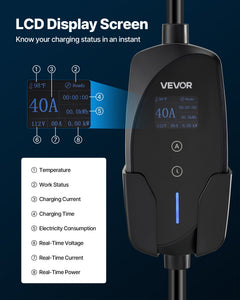 Side-angle view of EV Charger for tesla, NEMA14-50, 40A showing connector head and cable jacket for Tesla Cybertruck - view 5