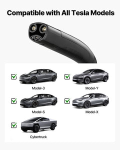 Side-angle view of EV Charger 120V 6-20P, NEMA6-20P, 16A showing connector head and cable jacket for Tesla models - view 5