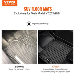 Close-up of raised 3D edge lip and anti-slip backing on All-Weather Floor Mat for Tesla Model Y Liner Custom Fit - view 3
